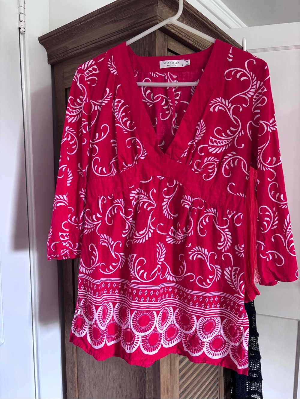 Seafolly red and White Floral V-Neck Tunic